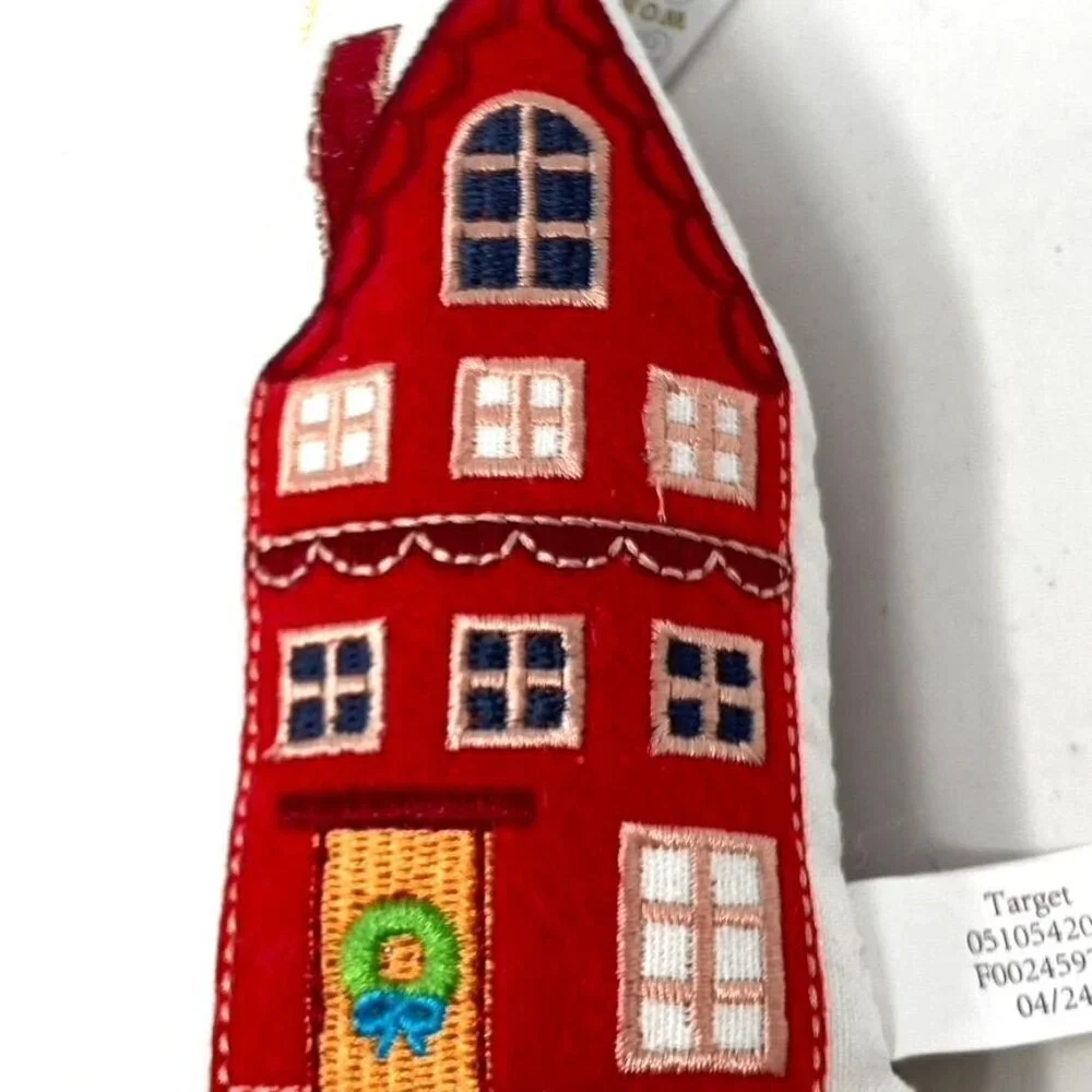 Target Fabric Plush House with Chimney Christmas Tree Ornament Red Wondershop